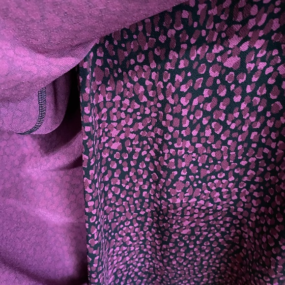 Ann Taylor V Neck Faux Wrap Purple Print Jersey Dress Size 0 - Picture 7 of 13